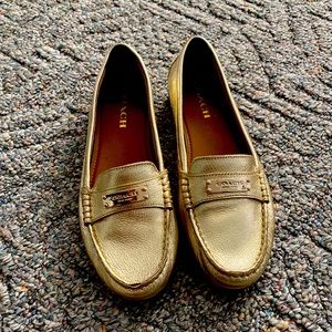 Coach Gold Loafers! Size 9